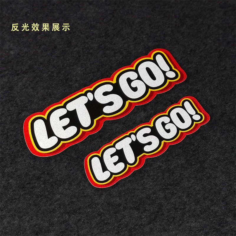 Mới Influencer Khối Xây Dựng Đồ Chơi Tiếng Anh Xe Dán Let 's Go Điện Xe Máy Mũ Bảo Hiểm Phản Quang X