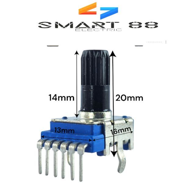 SMART88- Chiết Áp 6 Chân Vuông Xanh - Chân Cong Cán Tròn Dài 20mm 5K 10K 20K 50K 100K