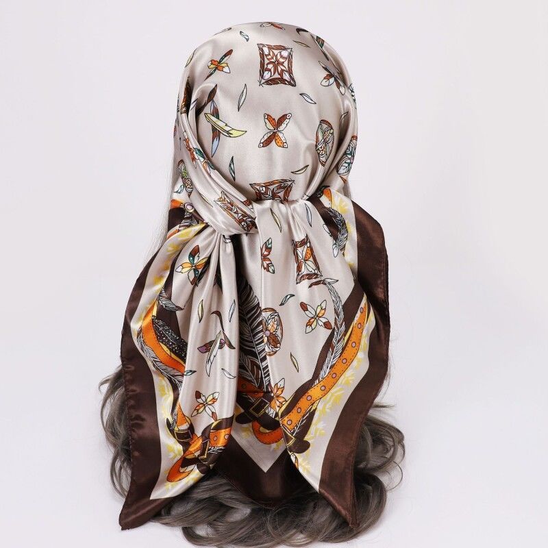 Hot Sale#[Exquisite Stitching Edge]90Centimeter Imitation Silk Large Square Scarf Shawl for Women, V