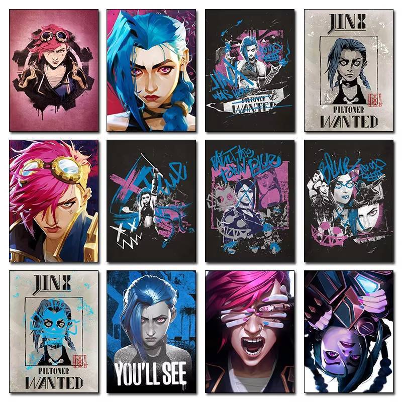 Arcane Season 2 Jinx VI Graffiti Poster Caitlyn Jayce Viktor Nhân Vật Poster Arcane TV Series Trang 