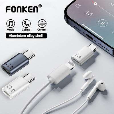 Fonken Type-C sang iOS Bộ chuyển đổi âm thanh USB-C Nam sang iOS Nữ Bộ chuyển đổi tai nghe cho iPh 17 16 15