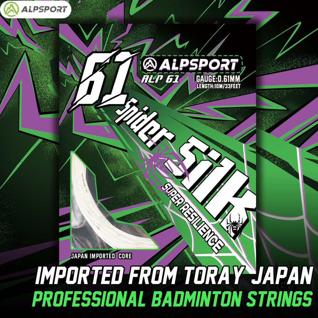 ALPSPORT Dây Nhện Lụa Cầu Lông 0,61mm - Sợi Carbon Toray, Kiểm Soát Lực Push Tốt