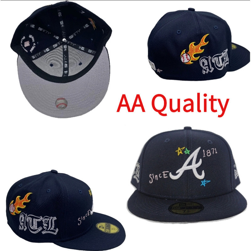 AA Quality New Era Atlanta Braves Scribble Navy 59fifty Fited MLB Cap