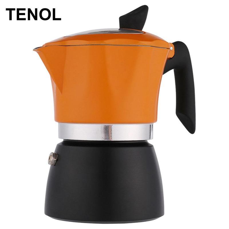 Cốc Espresso Cam + Đen Bếp Trung Quốc Percolator Di Động Nồi Moka Bếp Máy Pha Cà Phê Espresso Moka P