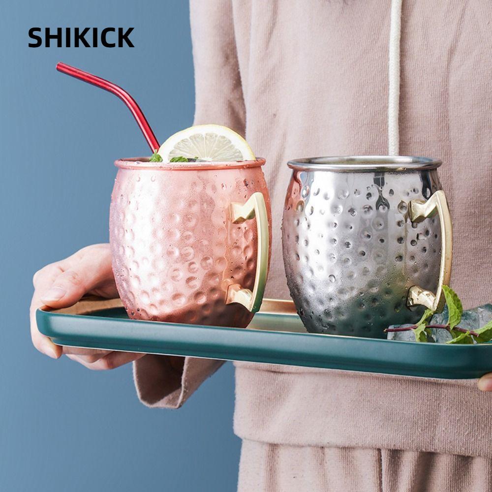 SHIKICK Cốc Đồng Nguyên Chất, Cốc Cốc Moscow Mule 500ml, Có Tay Cầm Đinh Tán Mạnh Mượt Búa Thủ Công 