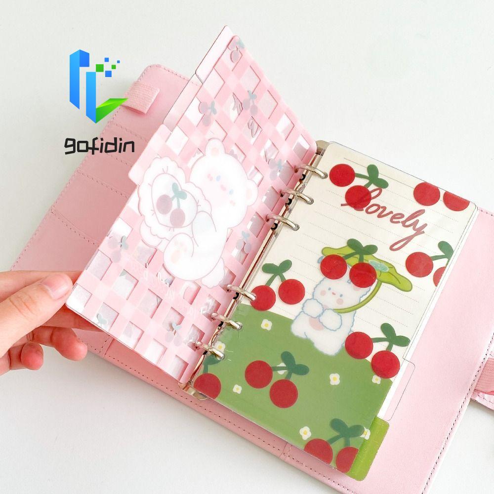 GOFIDIN A6 Giấy nạp lại máy tính xách tay rời, 5 tờ Bear Spiral Binder Divider Page Separator, Kawai