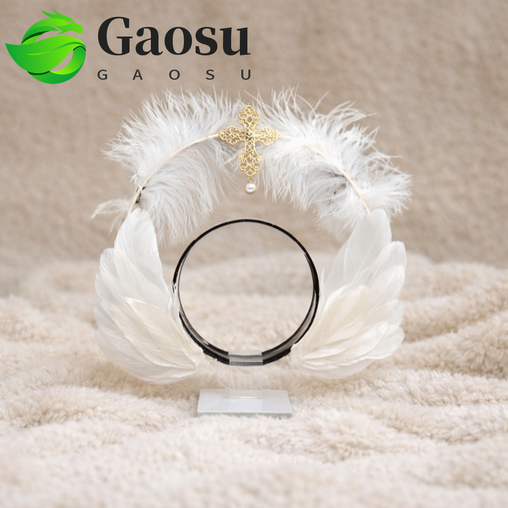 GAOSU Virgin Mary Queen Tiara - Two-Layer Feather Crown Headband, Korean Glory Shape, Perfect for Ha