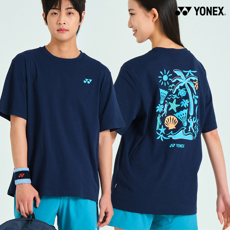 Áo khoác cầu lông mới Yonex Hàn Quốc tay ngắn nam nữ 100% cotton thể thao ngoài trời T66
