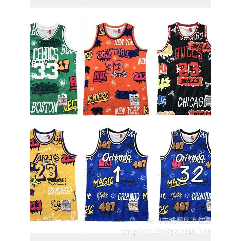 Mỹ Jersey Lakers và Knicks, Phong Cách Retro Thể Thao, Áo hoodie graffiti nam