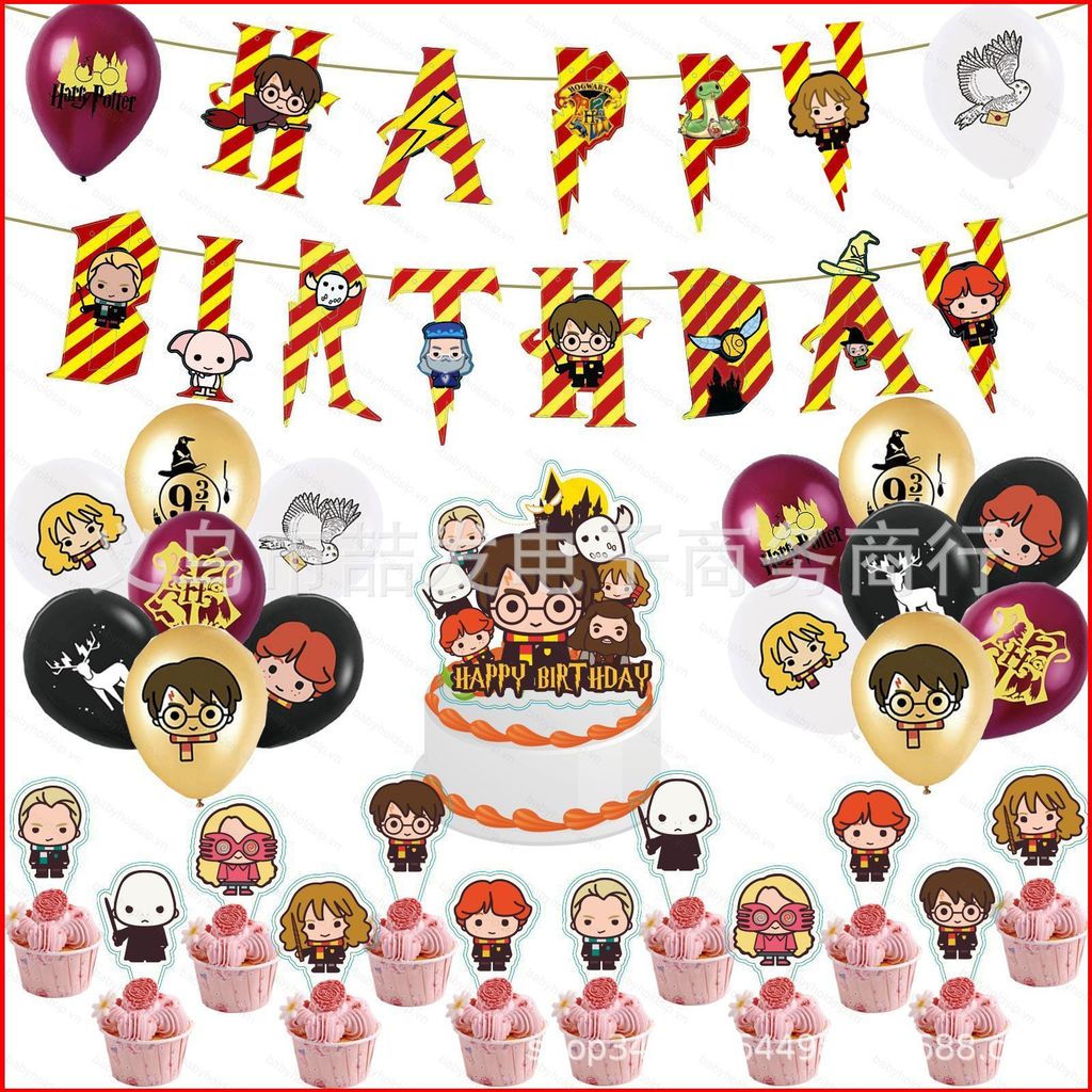 BS1 Harry Potter Chủ Đề Trẻ Em Sinh Nhật Trang Trí Biểu Ngữ Bánh topper Bóng Bộ Cung Cấp SB1