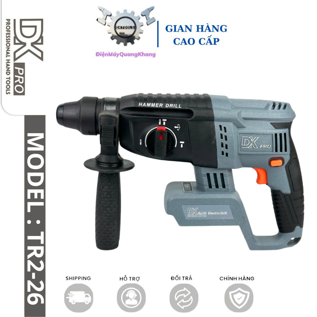 Máy Khoan Bê Tông Pin DKPRO TR2-26 , Động Cơ Lõi Đồng , Chân Pin Phổ Thông