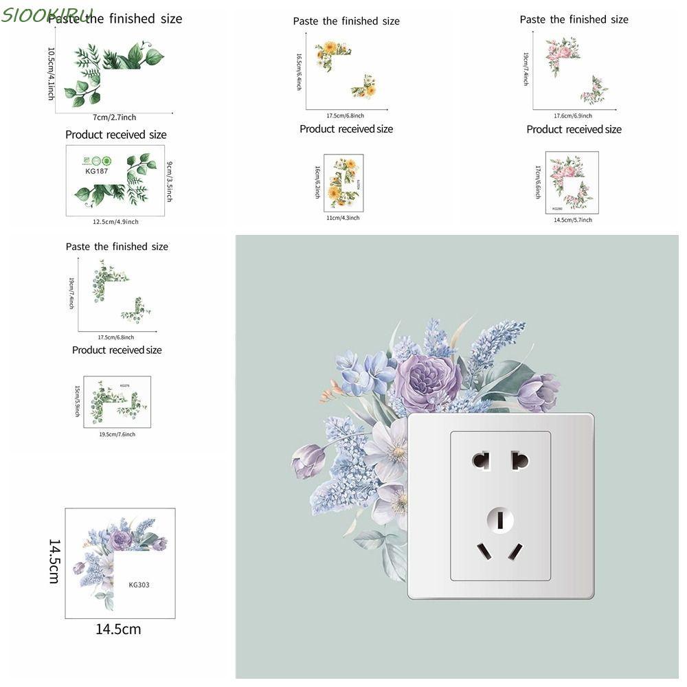 SIOOKIRU Flower Switch Sticker, Plant Flower Green Leaves Plants Sticker, Wall Wall Wall Wall Wall W