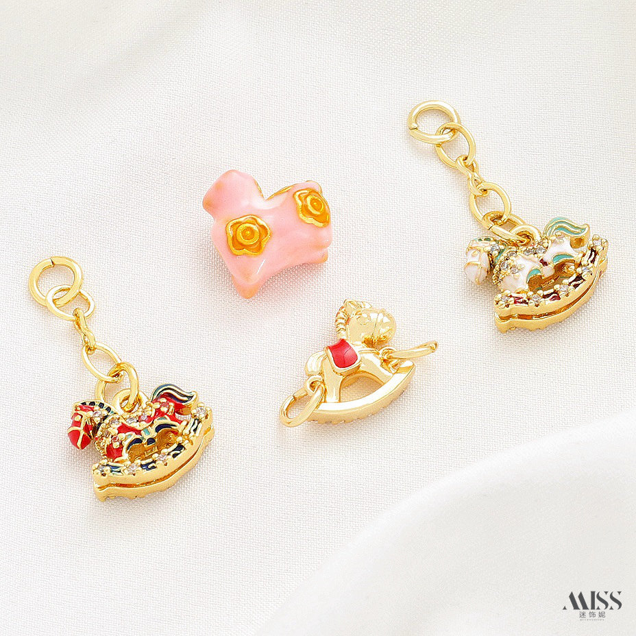 Mặt dây chuyền 18K Dallah Trojan Double Circle diy