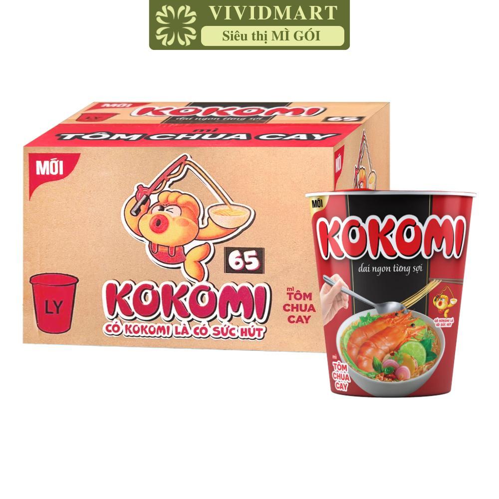 [THÙNG 24 LY]-MASAN-Mì ly Kokomi hương vị Tôm chua cay, Mì tôm chua cay Kokomi ly, Kokomi mì ly ăn l