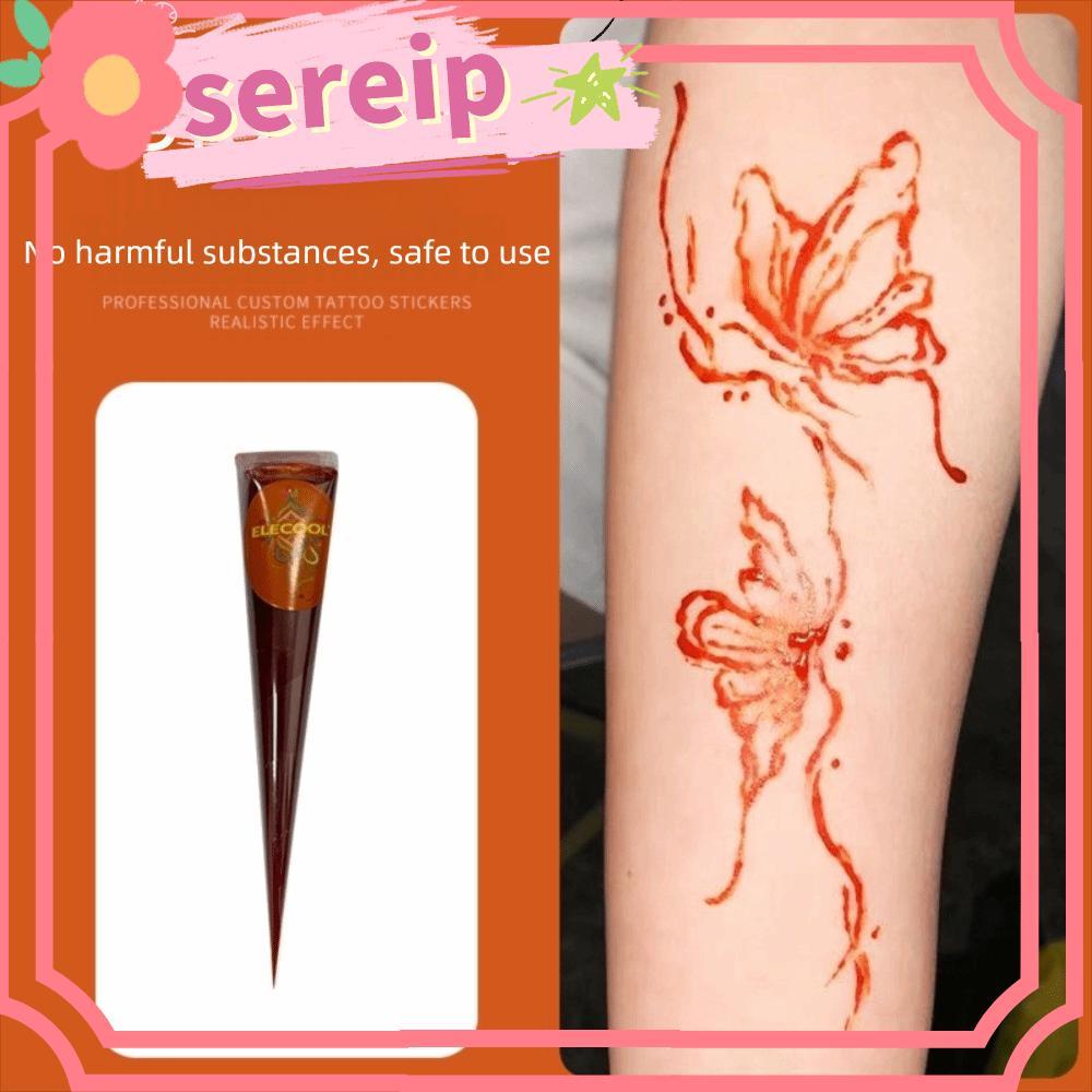 SEREIP Henna Tattoo Cream, Màu nâu đen Tạm thời Henna Paste Cone, Kem Henna Dễ sử dụng Bán vĩnh viễn
