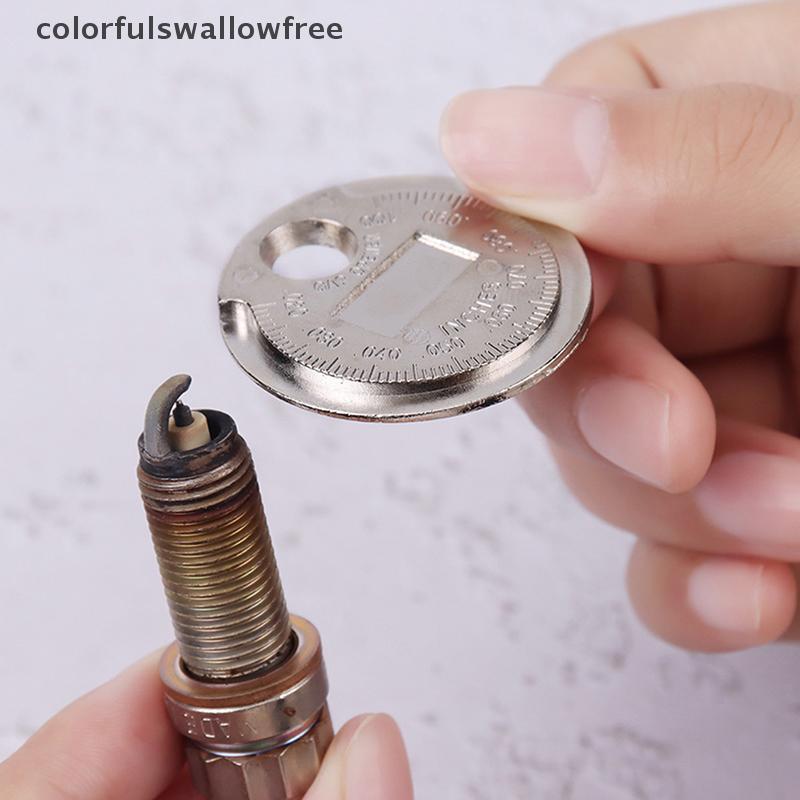 Colourswallowfree 1PC 0.6-2.4mm Phạm vi Đồng xu Loại Bugi Gage Gap Tool Feeler Spark Plug Gap Tool A