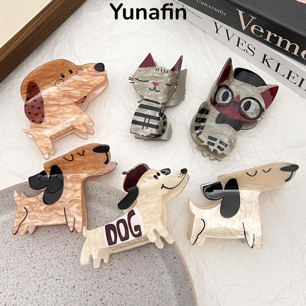 YUNAFIN Lấy Kẹp, Acetate Hoạt Hình Chó Con Mèo Con Acetate Kẹp Tóc, Kawaii Acrylic Phụ Kiện Tóc Kẹp 