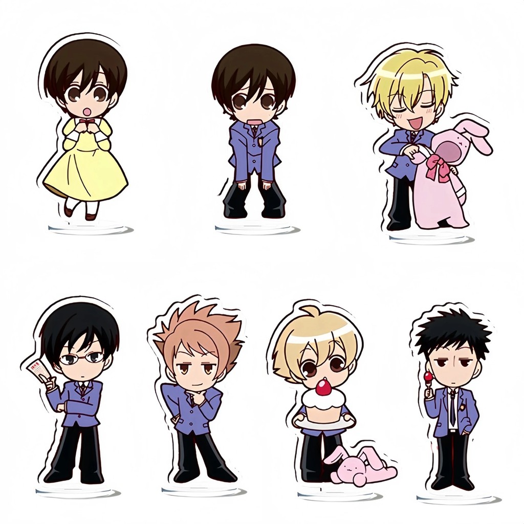 Standee Anime Ouran High School Host Club CLB Tiếp Viên Trường Ouran Mô Hình Mica Trang Trí Bàn Học 