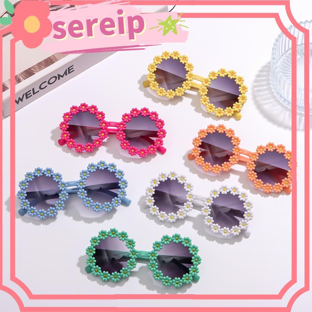 SEREIP Kids Daisy Sunglasses Girls Sun Protection Festival Party Round Frame