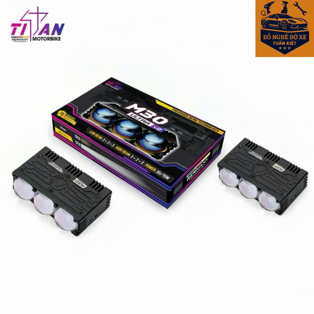 M30 Ultra V2, Đèn Trợ Sáng Titan M30 Ultra V2 Sáng Mịn Bám Đường Tốt , Chống Nước IP68 - BH 18 Tháng