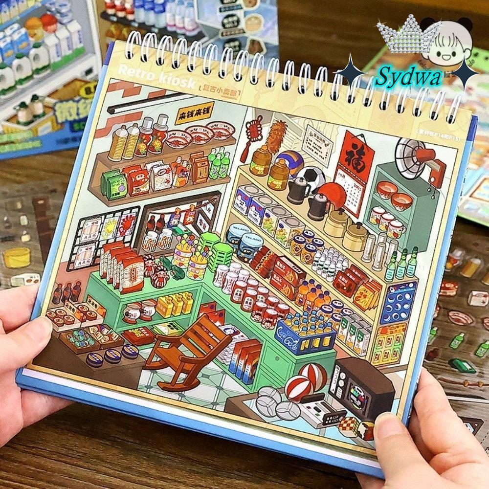 Nhãn dán cảnh cửa hàng SYDWA, Nhãn dán phong cảnh cỡ lớn dễ thương, 10 cảnh 33 tờ Nhãn dán cảnh thu 