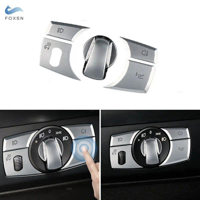 Nội Thất Ô Tô Đèn Pha Công Tắc Bao Bạc Viền Cho Xe BMW X5 E70 2008 2009 2010 2012 2013 X6 E71 2009 2
