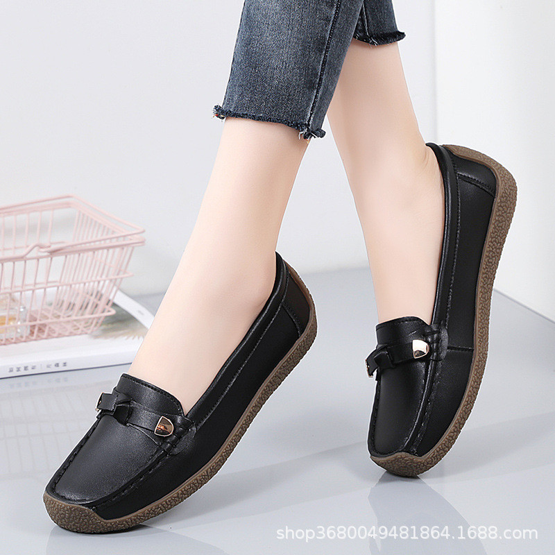 Size Lớn 42 Bốn Mùa Giày Da Nữ Cover-Foot Giày Lười Lái Xe Giày Ốc Giày Đơn Giày Mẹ Giày Nữ FUIC