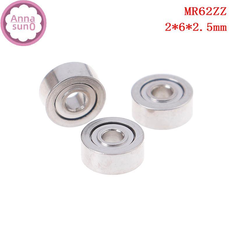 Annasun 10 Chiếc MR62ZZ (2x6x2.5mm) Kim Loại Che Chắn Vòng Bi Chính Xác Vòng Bi mini HG
