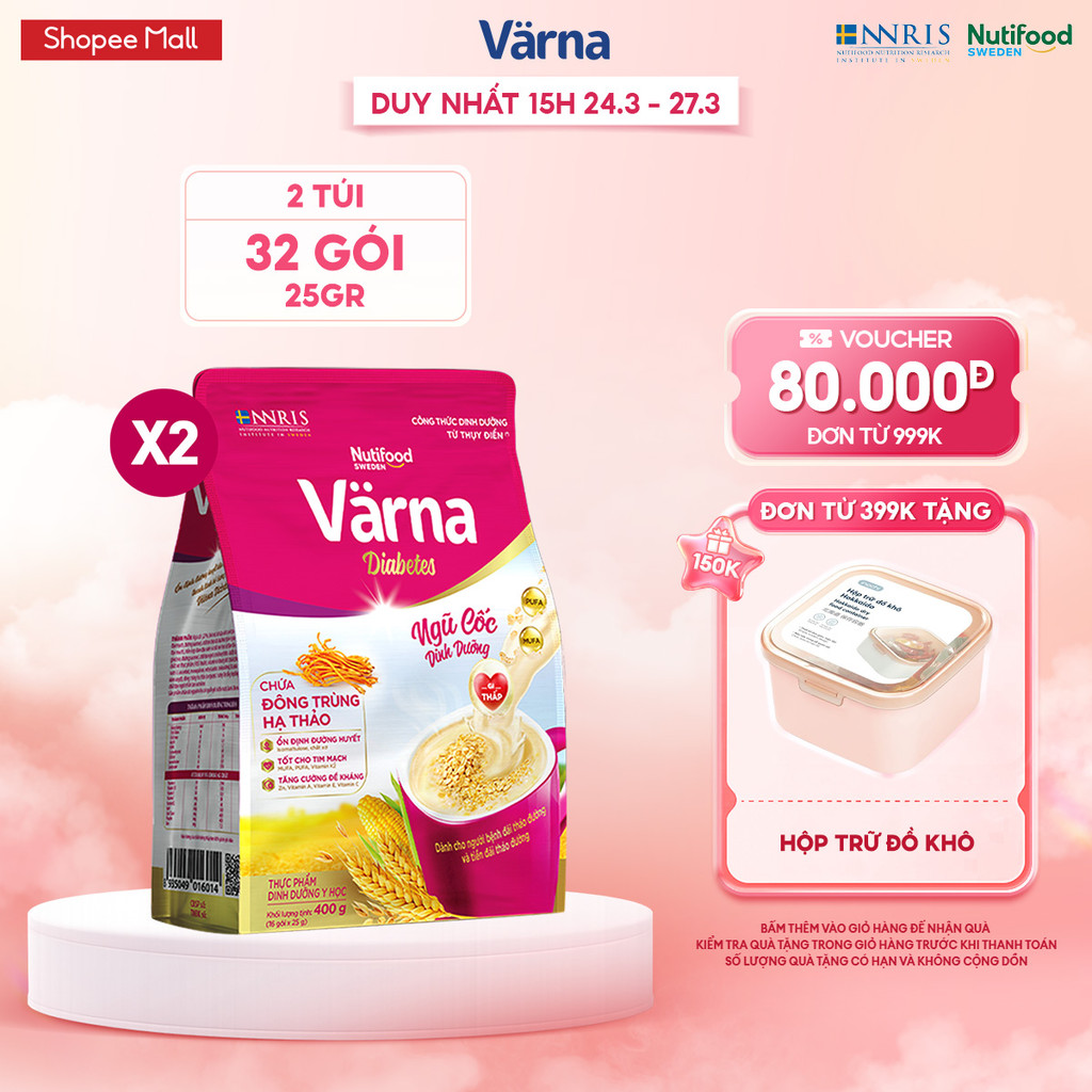 2 Túi Ngũ Cốc Dinh Dưỡng Cho Người Tiểu Đường Varna Diabetes - Ổn Định Đường Huyết