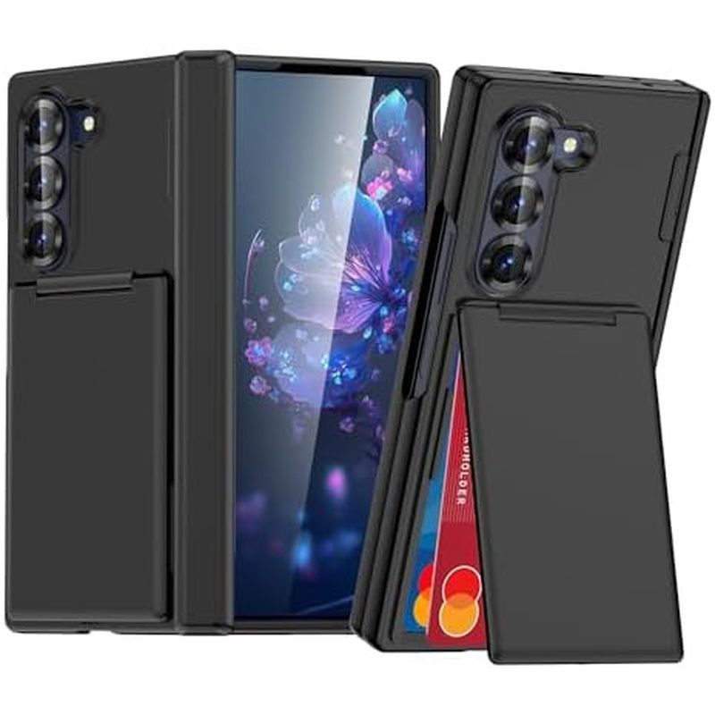 Tương thích với ví đựng Galaxy Z Fold 6 có ngăn đựng thẻ tín dụng & Chân đế & Bản lề Proton, Vỏ bảo 