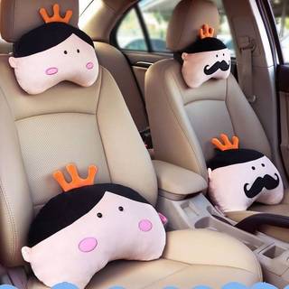 Online Celebrities' Cute Cartoon King and Queen Automotive Headrest Lumbar Support Pillow Car Pillow Neck Protection Supplies Car Cushion Lumbar Support Pillow Cute car interior