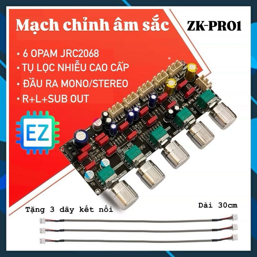 ZK-PRO1 Mạch chỉnh âm sắc 2.1 kỹ thuật số chip jrc2068, 12-30V