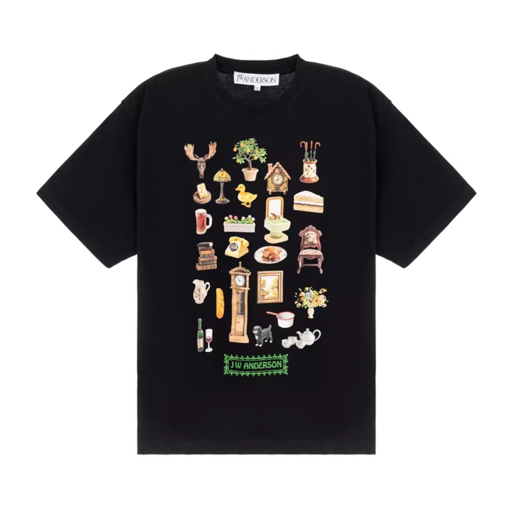 JW ANDERSON Mùa Hè Nam Cổ Tròn Tay Ngắn họa tiết độc đáo