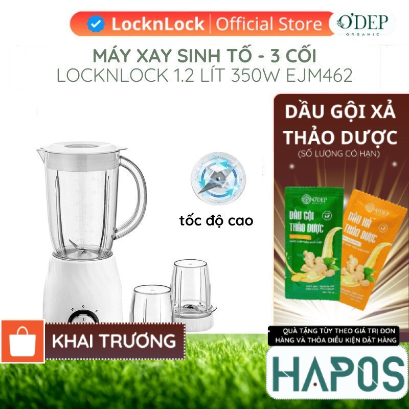 Máy xay sinh tố đa năng LocknLock 1.2L Chính hãng 3 cối 350W EJM462 có thể xay hạt khô, xay thịt - H