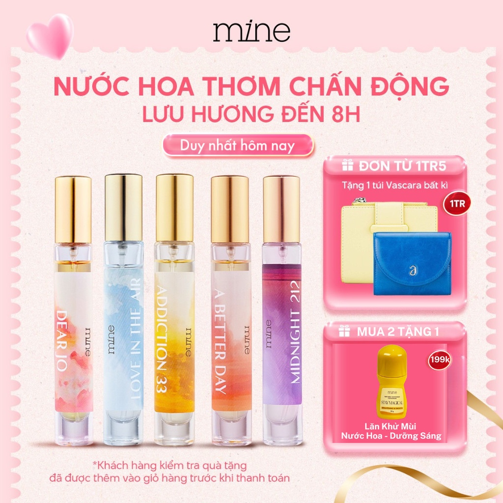 Nước Hoa Mine 9ML Hương Thơm Ngọt Ngào, Quyến Rũ, Tiểu Thư,Sang Chảnh, Nữ Tính Lưu Hương Suốt 8H
