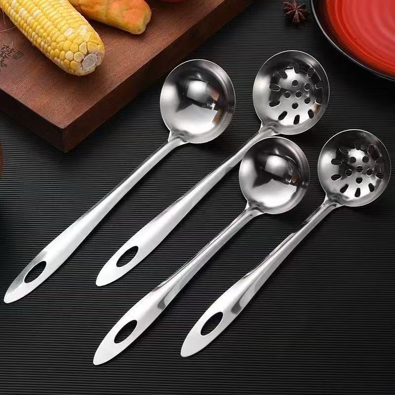 Thìa Inox Rây Rây Hộ Gia Đình Lẩu Thìa Tay Cầm Dài Dày Nhỏ Vỏ Súp Thìa Canh Rây Rây Thìa SR6M