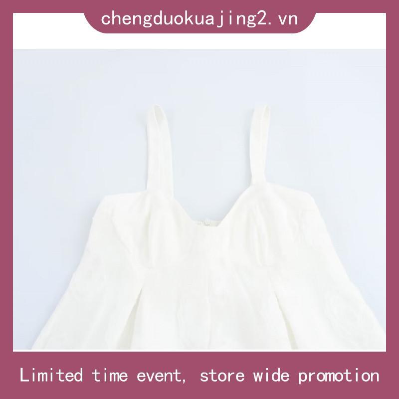 Đầm babydoll nữ dáng ngắn cổ vuông THE C.I.U, váy hai dây kiểu in hoa form rộng – Alana Dress