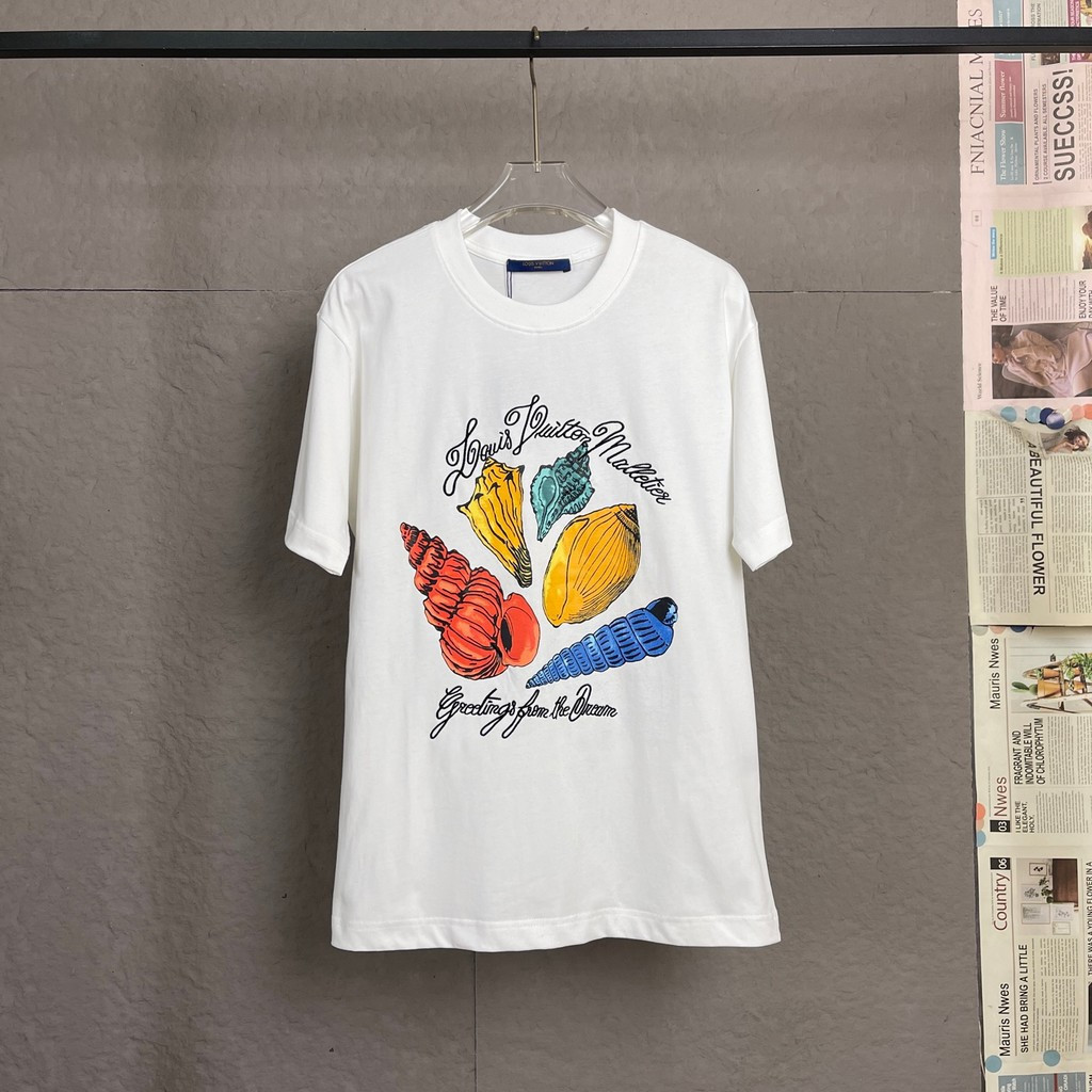 L @ V2026 Đầu Xuân Phong Cách Mới Áo Thun Ngắn Tay Nam Nữ Nữ Cặp Đôi logo In Hình Mùa Hè Mùa Xuân Th