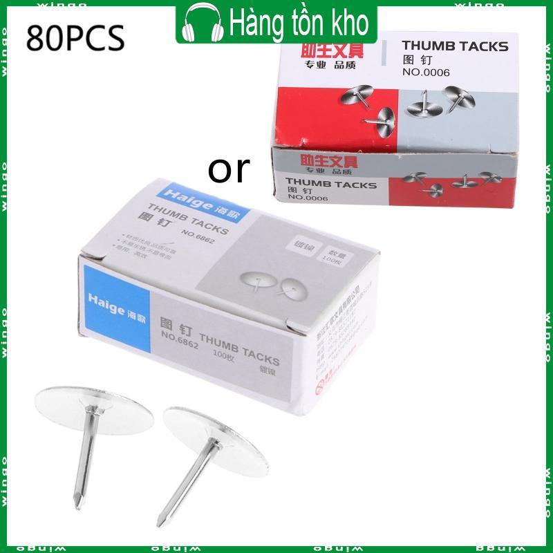 WIN 80 PC Thiết Thực Bạc Ngón Tay Cái Tacks Tròn Cho Đầu Kim Loại Đẩy Pin Thumbtack Để Treo Hình Ảnh