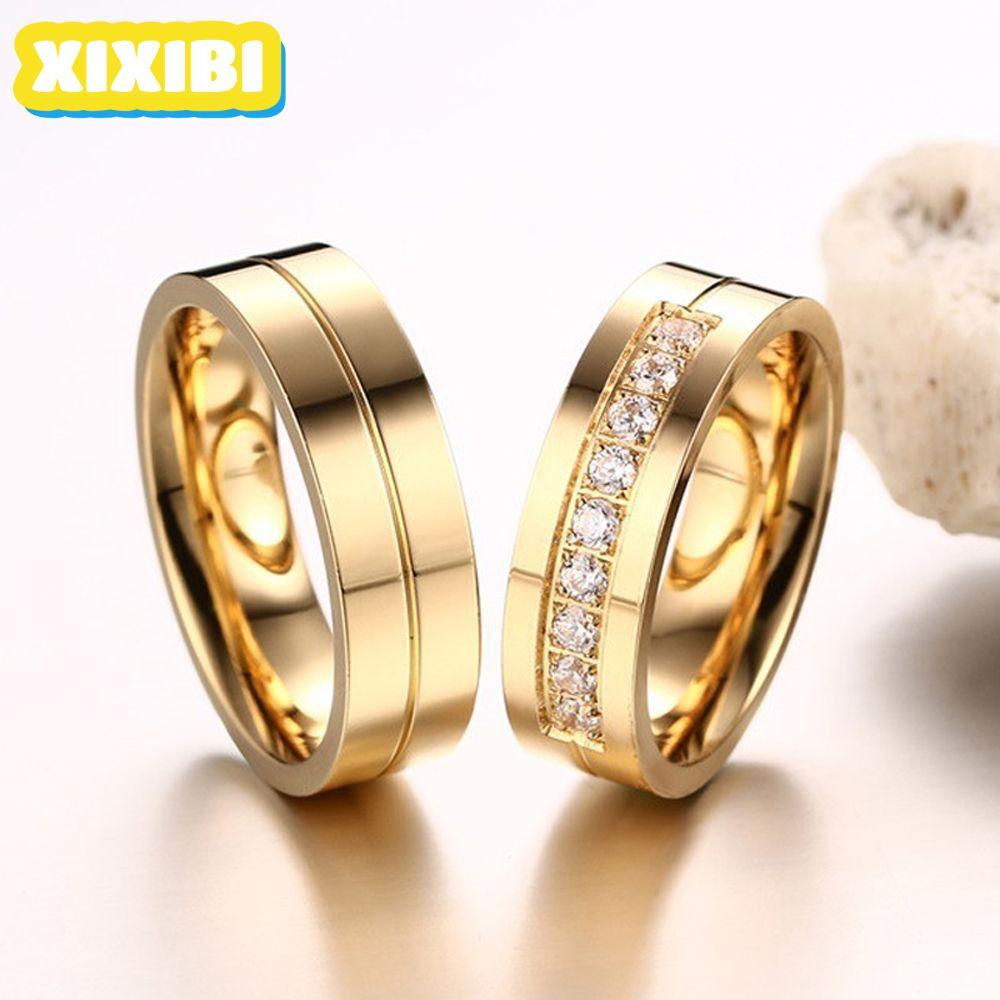 Nhẫn Cưới XIXIBI Nhẫn Bạc Vàng Tình Yêu Nam Nữ Mạ Vàng 18K