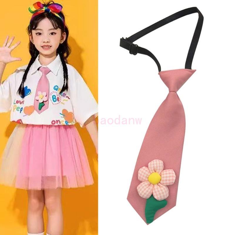 BDW Dây buộc JK có thể điều chỉnh với hoa Preepy Look Đồng phục đi học Bowtie Cà vạt tối