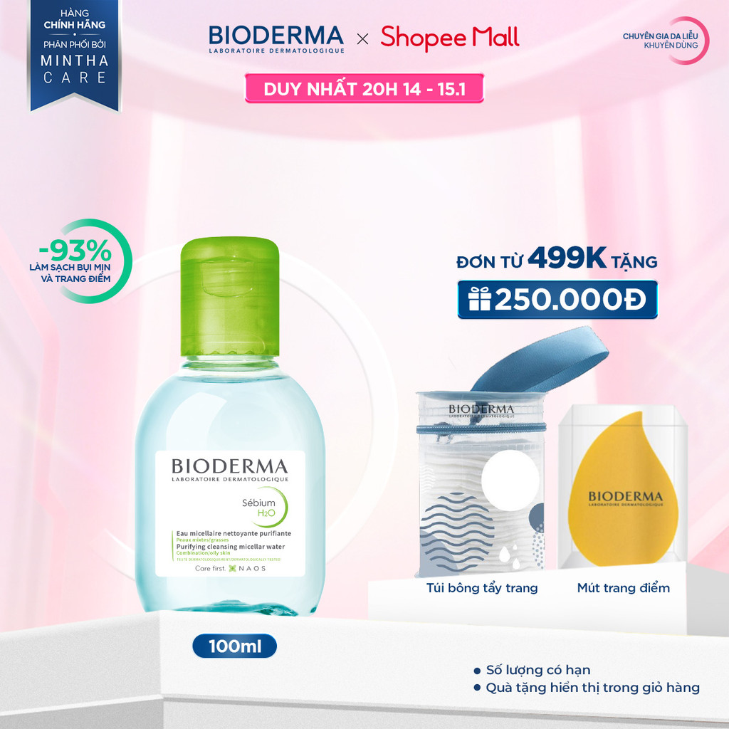 Dung dịch làm sạch và tẩy trang công nghệ Micellar Bioderma Sebium H2O - 100ml