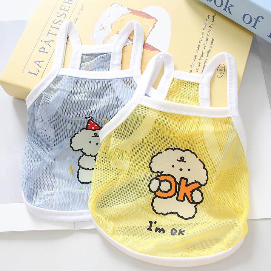 Áo Hai Dây Lưới Thú Cưng Thoáng Mát Mùa Hè In Hoạt Hình Dễ Thương XS-XXL