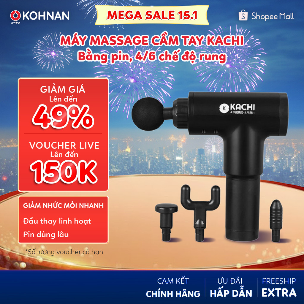 Máy massage cầm tay KACHI bằng pin, 4/6 chế độ rung MK340/MK377