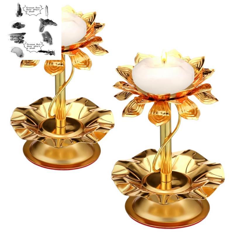 2 Chiếc Cho Diwali Sen Nến Cho Diya Cho Diwali Pooja Ghee Đèn Kim Loại Trang Trí