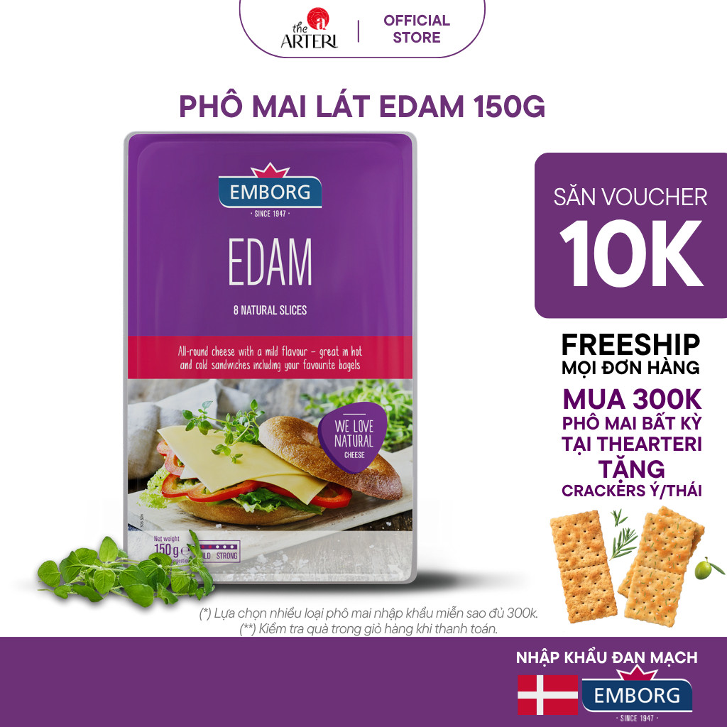 Phô Mai Lát Edam Emborg 150g - Nhập Khẩu, Vị Ngậy, Tươi Và Mềm Mịn