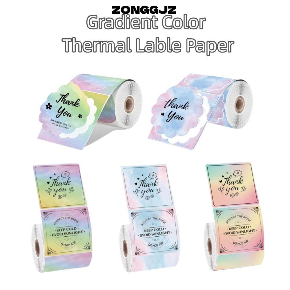 ZONGGJZ 140 chiếc Cuộn nhãn nhiệt, Nhãn dán nhãn vuông hình hoa 50x50 mm, Giấy cuộn nhãn chống nước 