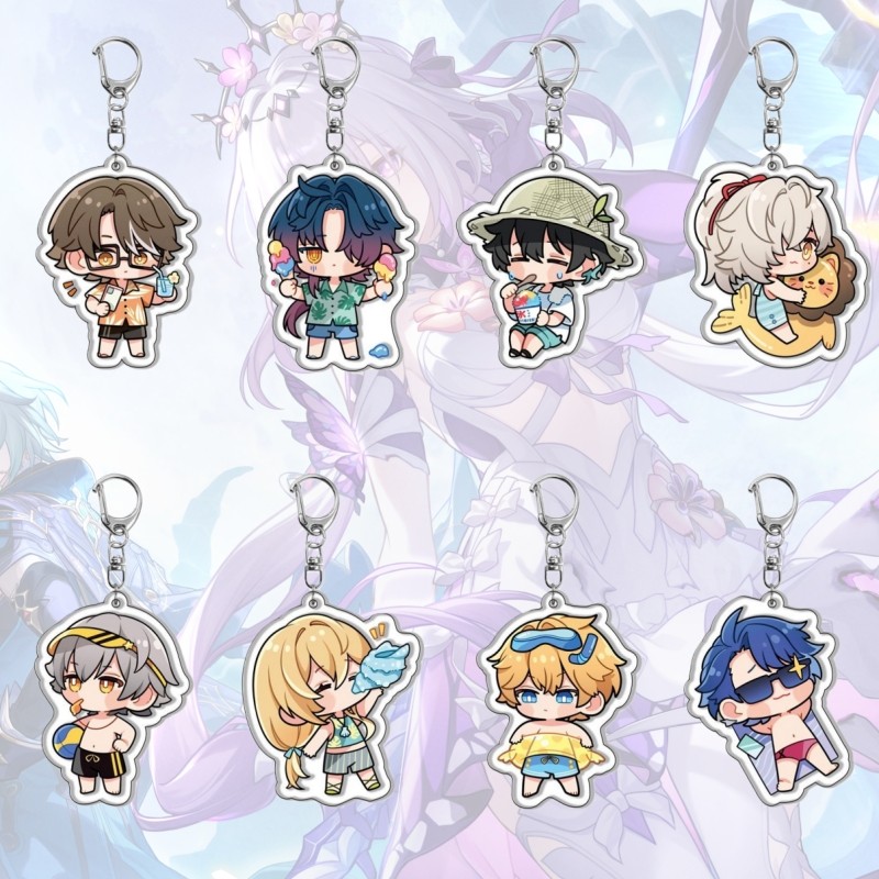 Game Honkai Star Rail Summer Cute Keychain for Accessories Bag Blade Hsr Kafka Dan Heng Pendant Key 