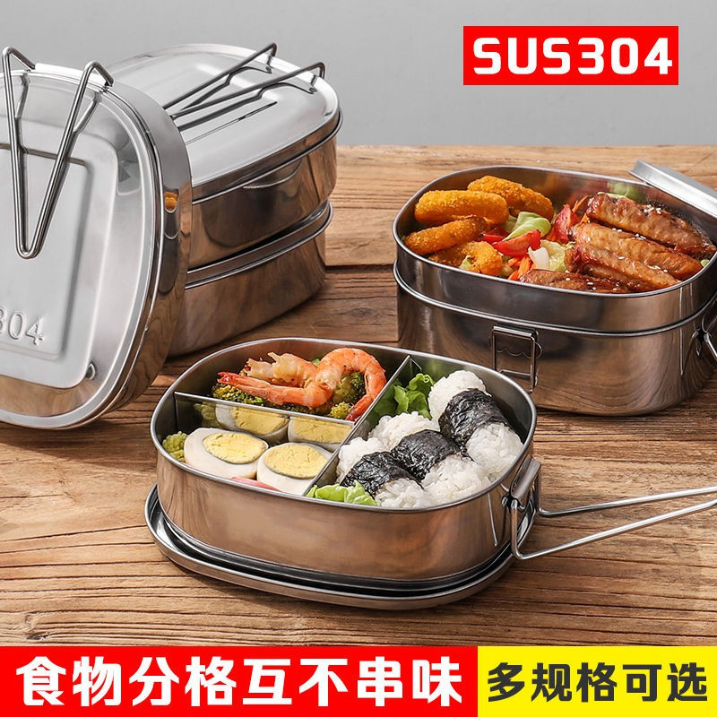 Hộp cơm thép không gỉ một lớp/hai lớp, 1-3 ngăn, kèm hộp bento