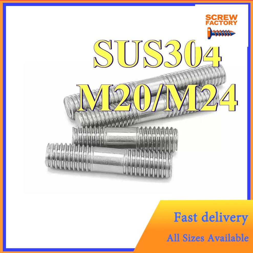 Bulong 2 đầu ren, Guzong Inox 304 M20 / M24 [SHK-FC-1]